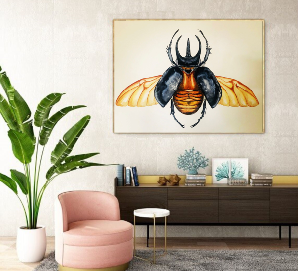 ATLAS BEETLE 35 X 50 WATERCOLOR PAINTING