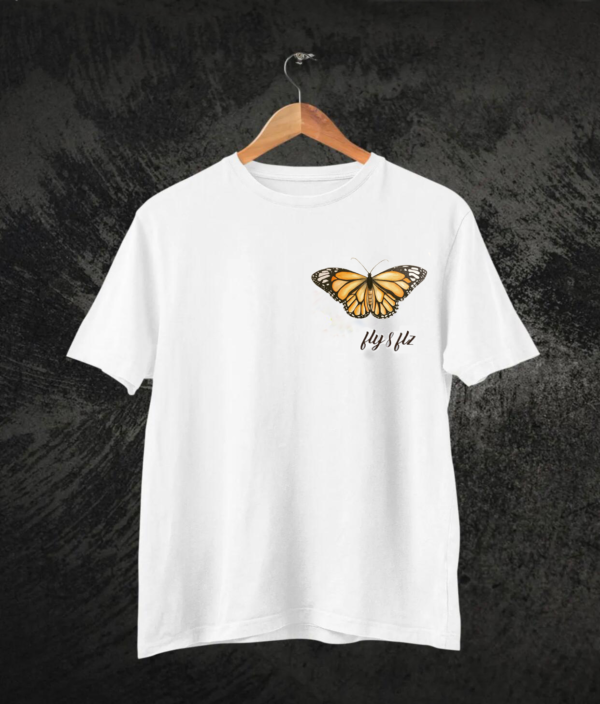 WHİTE PRINT T-SHIRT "BUTTERFLY"