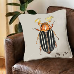 PRINTED CUSHION "TEN -LINED JUNE BEETTLE